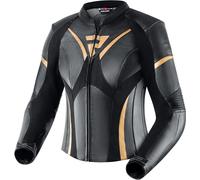 Rebelhorn Rebel Veste en cuir moto pour femmes, Noir/Or, Taille 32