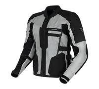 REBELHORN Scandal II Veste de Moto Homme | Textile | Protections coudes et épaules | Grands panneaux en maille | Coutures doubles et triples | Éléments réfléchissants, Noir/Argent II, 5X-Large