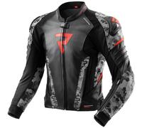 Rebelhorn Veloce Camo Veste en cuir moto, noir-gris-rouge, taille 48 pour homme