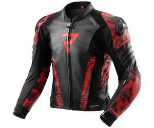 Rebelhorn Veloce Camo Veste en cuir moto, noir/rouge, Taille 50