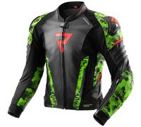 Rebelhorn Veloce Camo Veste en cuir moto, Noir/Vert/Rouge, Taille 48