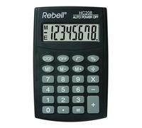 REBELL Calculatrice hc208 de re plus simple, affichage 8 chiffres écran LCD et triple fonction mémoire, Noir