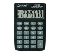 REBELL re de hc108 Calculatrice à 8 chiffres écran LCD et triple fonction mémoire, Noir