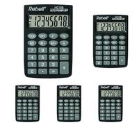 REBELL re de hc108 Calculatrice à 8 Chiffres écran LCD et Triple Fonction mémoire, Noir (Lot de 5)
