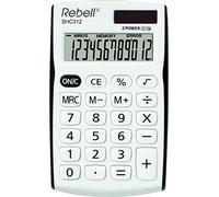 REBELL re de shc312 Petit Calculatrice, écran 12 chiffres, blanc/noir