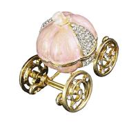 Rebellious Boîte à bijoux décorée de pierres précieuses scintillantes avec calèches de livre de conte de fées et rembourrage intérieur doux, organisateur de bijoux en métal prêt à offrir en forme de