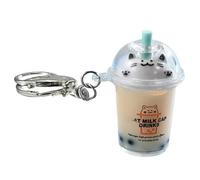 Rebellious Chat Bubble Tea Pendentif Dessin animé Thé au lait Pendentif Porte-clés Porte-clés en acrylique à la mode Bijoux pour les sacs à dos, Demi-sang, taille unique
