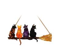 Rebellious Chats décoratifs réfléchissants avec balai, décoration à suspendre, attrape-soleil pour salon, chambre à coucher, bureau, fenêtre, chats avec balai, attrape-soleil en acrylique