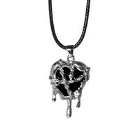 Rebellious Collier avec pendentif en forme de cœur gothique pour femmes et hommes vintage creux cristal amour cœur ras-du-cou scandinave chaîne Halloween esthétique pendentif cœur collier argent