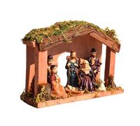Rebellious Crèche de Noël Cabines Scènes Décoration Table Résines Statue de Naissance Figurine pour Festive Accueil Configuration Scène du Père Noël Chaude