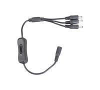 Rebellious DC5521 Y Câble répartiteur en Y 5,5 x 2,1 mm pour femme jusqu'à 3 mâles avec interrupteur pour lampes LED 37 cm Câble d'alimentation CCTV