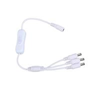 Rebellious DC5521 Y Câble répartiteur en Y 5,5 x 2,1 mm pour femme jusqu'à 3 mâles avec interrupteur pour lampes LED 37 cm Câble d'alimentation CCTV