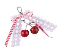 Rebellious Élégant Arcs en Dentelle Porte-clés Porte-clés Fruits pour Sac Femme Charme et Porte-clés de Voiture Caroon Bag Accessoires pour L'Étudiante Porte-clés Cerise Mignon, Q1851 1