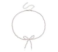 Rebellious Élégant collier de perles Bowknot Pendentif Collier Mode Perles Cou Bijoux Collier de perles Convient aux femmes filles Collier nœud Arc