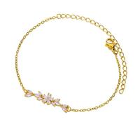 Rebellious Feuille de zircone et bracelet à fleurs tendance pour femmes spectacle fleurs et feuilles en zircone pour les amateurs de mode Zircon, taille unique, Comme décrit