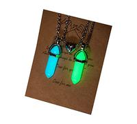 Rebellious Lot de 2 pendentifs en pierre naturelle - Pendentif hexagonal lumineux - Aimants - Collier en forme de cœur - Bijoux à pendentif hexagonal