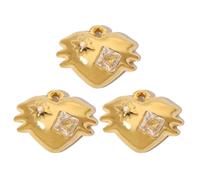 Rebellious Lot de 3 breloques en acier inoxydable plaqué or avec cristaux français - Motif pattes de chat et cœur - Utilisation quotidienne - Personnalisable - Cadeaux de bijoux, taille unique, Comme