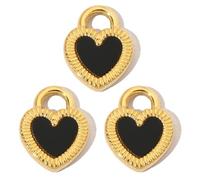 Rebellious Lot de 3 breloques en acier inoxydable plaqué or avec cristaux français - Motif pattes de chat et cœur - Utilisation quotidienne - Personnalisable - Cadeaux de bijoux, taille unique, Comme
