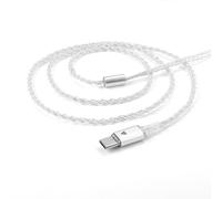 Rebellious Plaqué argent haute fidélité avec câble de remorquage 4 brins avec connecteur type C/2 broches pour appareil audiophile, câble plaqué argent