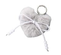 Rebellious Poms Poms Porte-clés en fausse fourrure douce Boule moelleuse Porte-clés pour femme Sac à main Sac à main Pendentif Porte-monnaie Accessoire de sac, gris clair