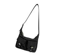 Rebellious Sac esthétique en nylon sous le bras pour femmes et filles Sac à bandoulière élégant Sacs à bandoulière spacieux pour un usage quotidien et cadeau de voyage pour femmes et filles, Noir