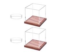 Rebellious Sans nécessaire.Support de balle de tennis cube transparent avec base en bois solide pour une présentation facile des écrans de baseball portables