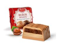 Reber - Pâte à la truffe, Chocolat au lait alpin, Alcool, Truffe crème, Sultanine de brandy, Noix nougat, 1 x 43 g - Nouvelle recette