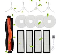 Rebirthcare lot de 14 accessoires pour xiaomi x10+ & pour dreame l10s ultra robot aspirateur kit d'accessoires de rechange 1 brosse principale 4 lingettes 4 filtres hepa 4 brosses latérales