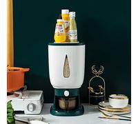 rebond automatique de grande capacité 10 kg,Distributeur de riz domestique, récipient de stockage de céréales alimentaires avec tasse, récipients de stockage (vert), Distributeur de riz Seau stoc
