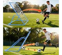 Rebond de football professionnel 184 x 123 cm avec sac de transport et 4 pics de sol, angle réglable avec tube en fer et filet en polyéthylène pour tir, jeu de passe, entraînement de ramassage