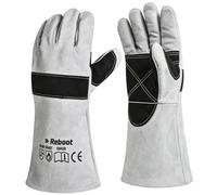 Reboot Gants de Soudure, Cuir Résistant 500°C, Protection Avant-Bras 38 cm, Coutures Doubles Renforcées pour MIG TIG MMA Barbecue Forge - Gris