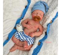 Reborblisso Poupée bébé en Silicone Faite Main avec Membres articulés et Bouche Ouverte - 47 cm - Poupée réaliste entièrement en Silicone pour Fille/garçon, idéale pour l'éducation familiale (Garçon)