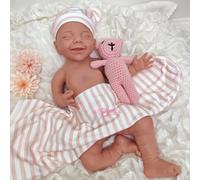 Reborblisso Poupée bébé Reborn en Silicone à Bouche Ouverte de 44 cm - Cils Faits à la Main poupée bébé Nouveau-né réaliste Cadeau de Thanksgiving pour Grand-mère