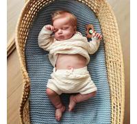 Reborn Poupées blondes, pour fille, 50 cm, faites à la main, en vinyle, lavable, corps en vinyle, ressemblent à un vrai bébé, yeux fermés