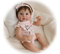 Reborn Poupées Fille Bébé Réaliste 19 Pouces Poupée Bébé Anatomiquement Correct Baby Doll Vinyle Silicone Souple Cadeau Jouet pour Enfants de 3+ Ans, Yeux Bleus