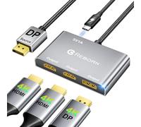 Reborn Répartiteur DisplayPort vers double HDMI et adaptateur DP 4K @ 60 Hz, source DP vers 2 HDMI et adaptateur DisplayPort 1 entrée 3 sorties écran étendu avec PC, carte graphique, Lenovo, HP et