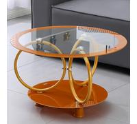 REBOTZ Table Basse Ronde Moderne pour Salon et Petit Espace - Design Unique en Verre avec Pieds en Fer - 70x70cm Yellow