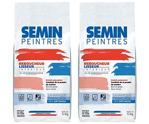 Reboucheur Semin, Enduit de Rebouchage et Lissage en Poudre, Intérieur, Blanc, Sac de 5 kg (Lot de 2)