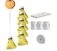 Rebound Badminton Trainer, Kit de télécommande, Outil de Joueur Unique avec 6 balles, entraîneur Portable avec télécommande, Accessoires de Sport pour et Adultes, kit de Badminton pour la