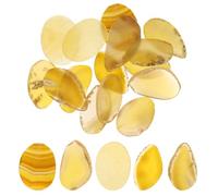 Rebower 15 pièces Tranches d'agate Jaune Géode irrégulière naturelle | Cristaux de guérison en agate, pour création de gemmes DIY décoration intérieure