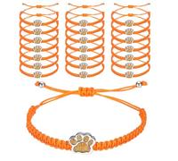 Rebower Bracelet Empreinte De Patte - Orange/Bracelet Tressé Réglable Avec Charm Patte De Chat, [Bijoux Amitié Couple Pour Femmes Hommes] 24 Pcs | Ajustable, Blanc