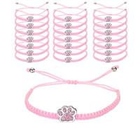 Rebower Bracelet Empreinte De Patte - Rose / 24 Pcs Bracelet Tressé Réglable Avec Charm Patte De Chat, Cordon Tressé À La Main, [Bijoux Amitié Couple Pour Femmes Hommes]