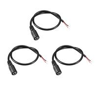 Rebower Câble Alimentation CC Cordon Alimentation CC Connecteurs Femelles CC Pigtail Adaptateur Barrel Jack Prise Fil [pour CCTV DVR LED Bande Lumière] - 3.5x1.35mm/0.3m/Noir/ 3 pcs