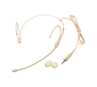 Rebower Casque micro double supra-auriculaire à suspendre, beige | Bandeau omnidirectionnel avec crochet d'oreille avec bouchon à vis de 3,5 mm, câble de 1,2 m pour diffusion en direct en