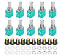 Rebower Lot de 10 potentiomètres RV097NS B500K Ohm avec interrupteur 8 | Résistances variables d'arbre de 15 mm, kit de potentiomètre rotatif à tour linéaire unique avec capuchon de bouton AG2 pour