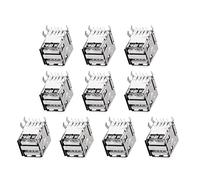 Rebower USB pcB Douille Type-A 8Broche Horizontal 90 Dégrée Intégré Connecteur Double Port Femelle [pour Mini USB Application] - 1.5A /Argent Noir /15pcs