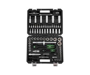 RECA Jeu de 93 douilles ECO 1/2" et 1/4" | Mallette à cliquet | Mallette à outils | Chrome Vanadium | Cliquets à denture fine | Mallette verrouillable