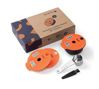 RECAFIMIL Capsulas tassimo reutilizables Cápsula de café compatibles para tassimo Cápsula de repuesto recargable, filtro de café para Tassimo (220ml in Orange+Spoon+ 180ml Lids)