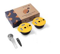 RECAFIMIL Capsules de café réutilisables compatibles avec les machines à café Tassimo, dosettes rechargeables de 60 ml et 180 ml avec filtre à café et couvercles jaunes