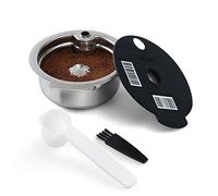 RECAFIMIL Capsules filtrantes à café réutilisables 180 ml en acier inoxydable avec couvercle en silicone noir compatible avec la machine Tassimo